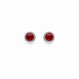 S925 Round Carnelian Stud Earrings